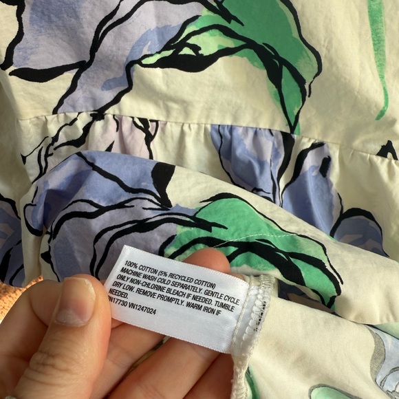 Women's Flutter Sleeve Mini Poplin Dress A New Day White/Purple Floral Large - Picture 4 of 4